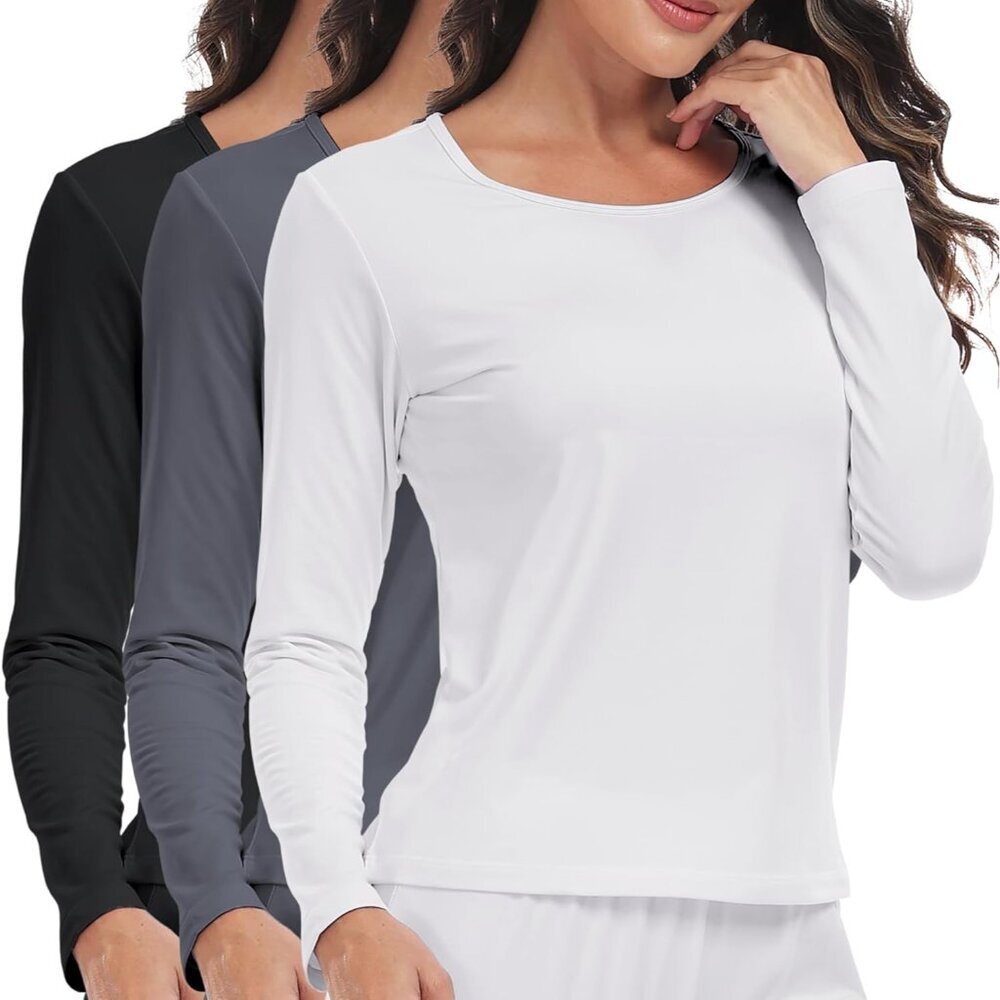 Long Sleeve Thermal Shirts Women Lightweight Base Layer 3 Pack